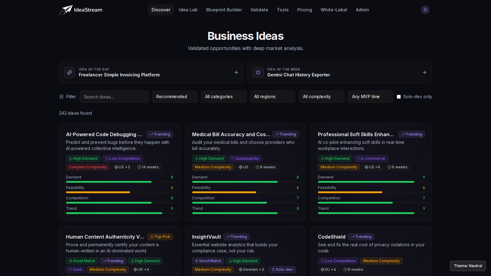 IdeaStream AI — skärmbild